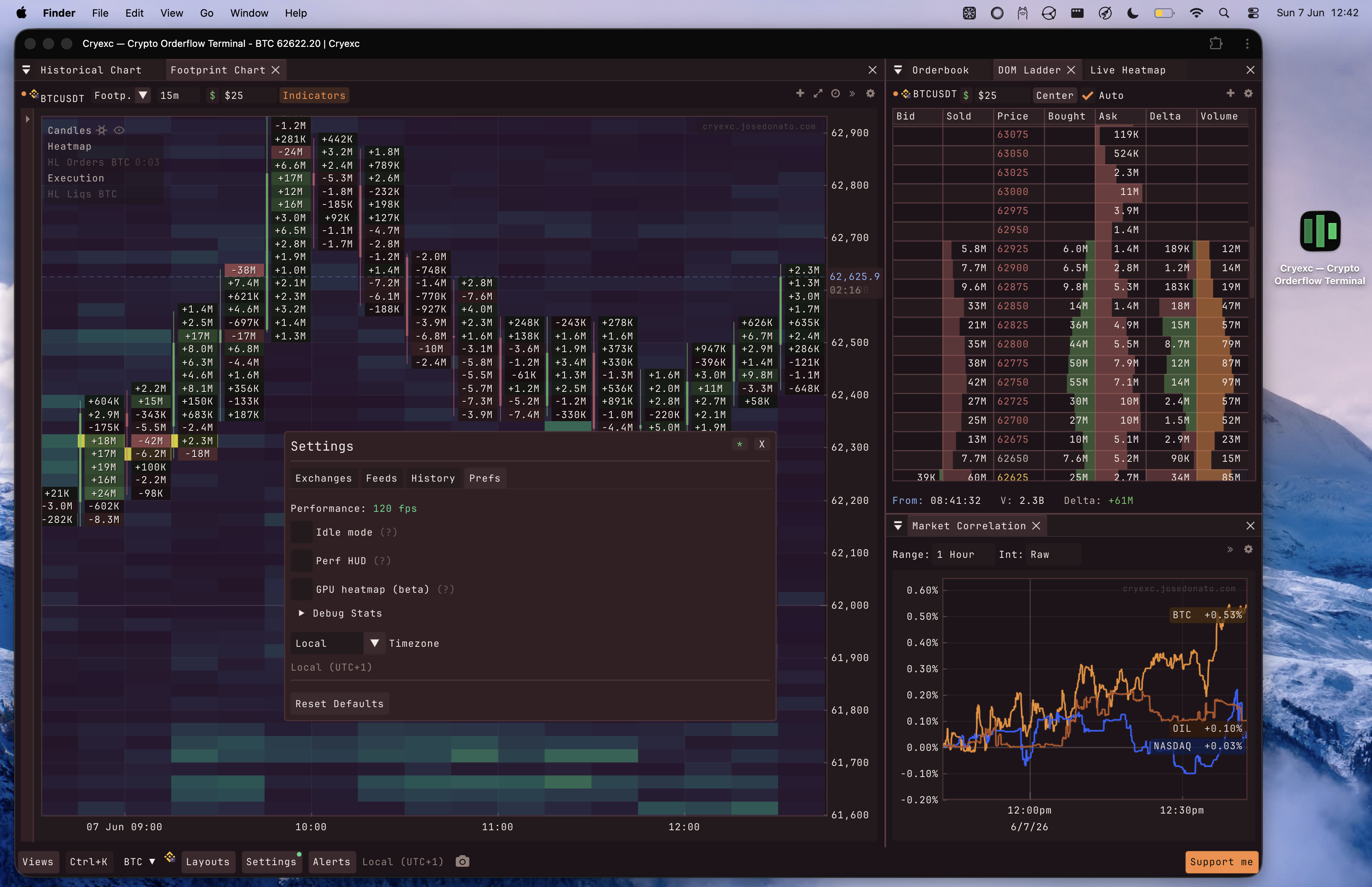 Cryexc orderflow terminal